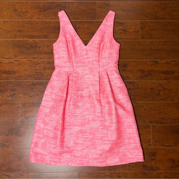 BETSEY JOHNSON Jacquard Structured Pink Mini A-Line Dress Size 6 - Picture 2 of 13